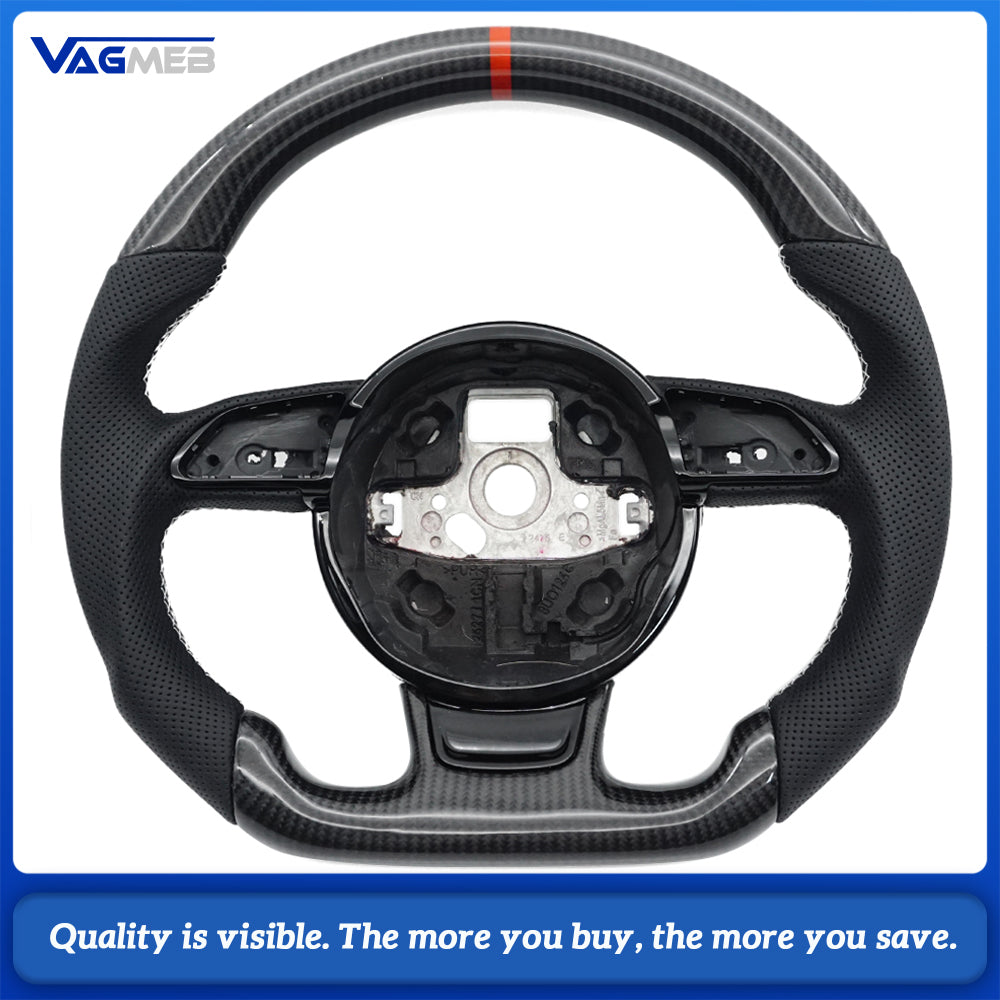 True carbon steering wheel automotive accessories suitable for Audi A3, A4B8, A5, S3, S4, S5 fiber flat bottomed sport leather