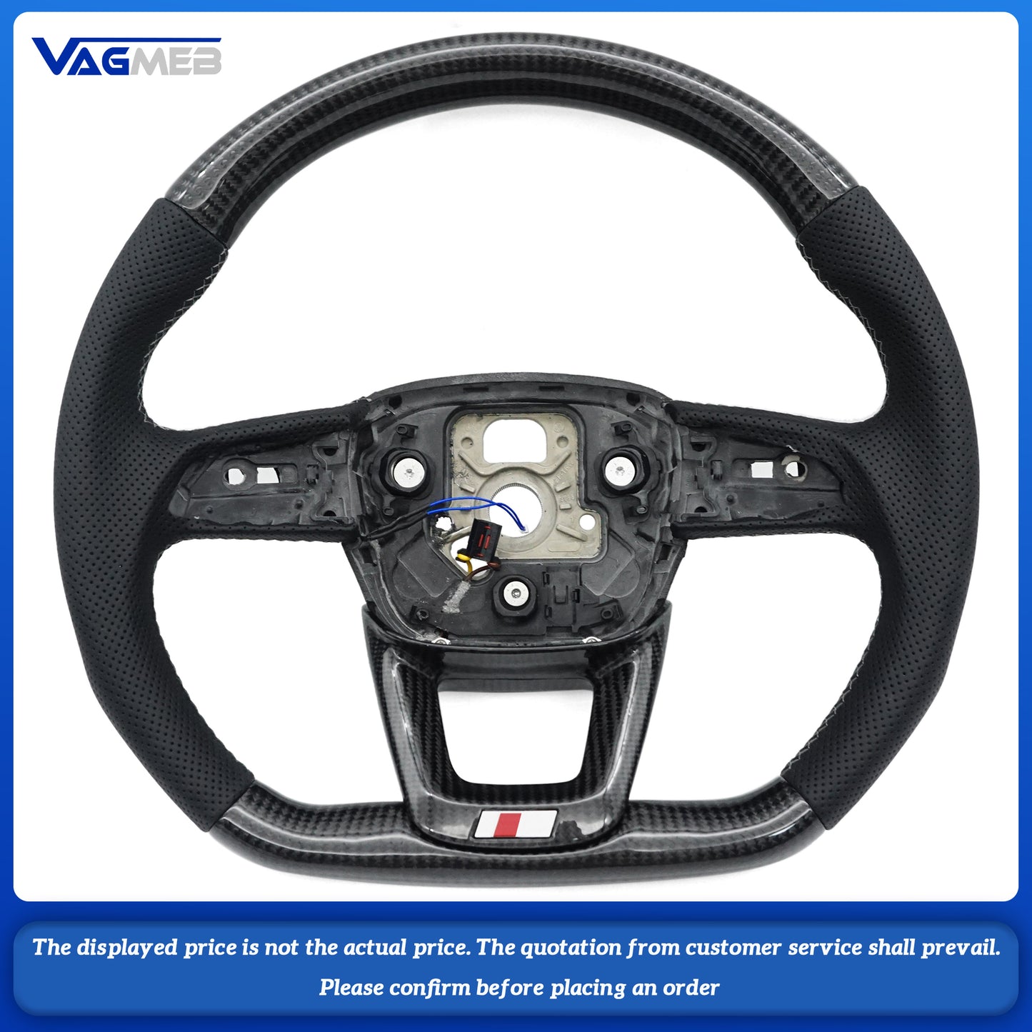 For Audi Q5 FY S LOGO  Custom Carbon Fiber Semi Perforated Painted Black Style Sports With heating function Steering Wheel