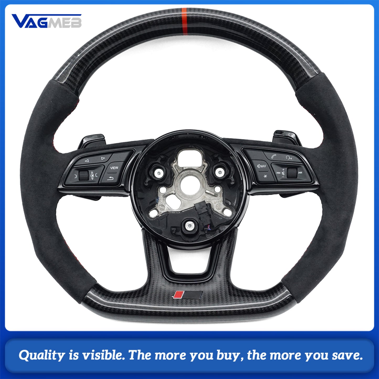 steering wheel for Audi A4 B9 A5 custom carbon fiber stitched steering wheel with paddles and buttons, Car Accessories