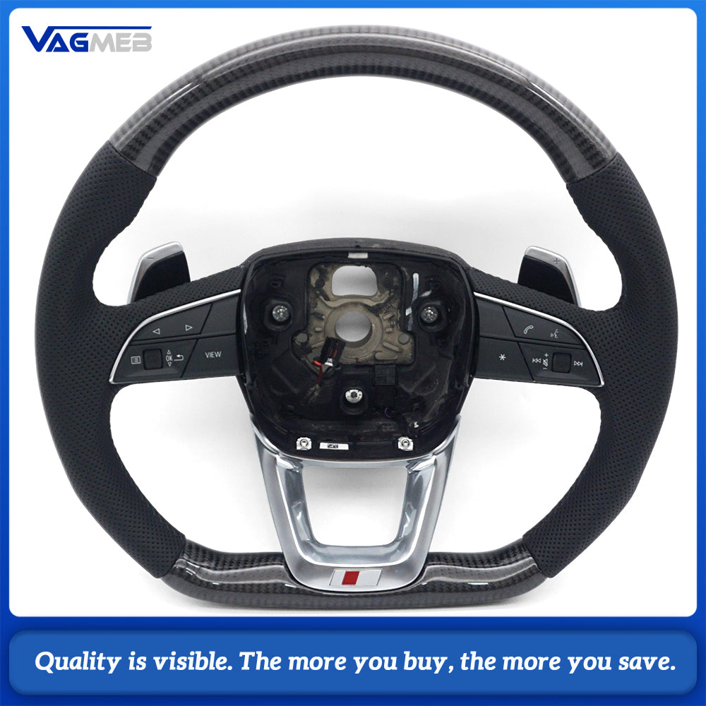 Suitable for Audi Q5L S standard carbon fiber half-turned black wire with button paddle with heated steering wheel