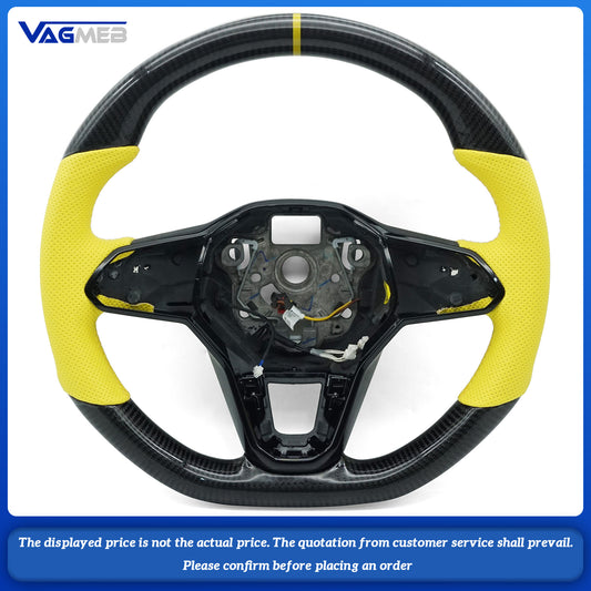 For VW Golf 8 GTI Golf MK8 GTI Custom carbon fiber leather semi-perforated leather steering wheel Customized styles