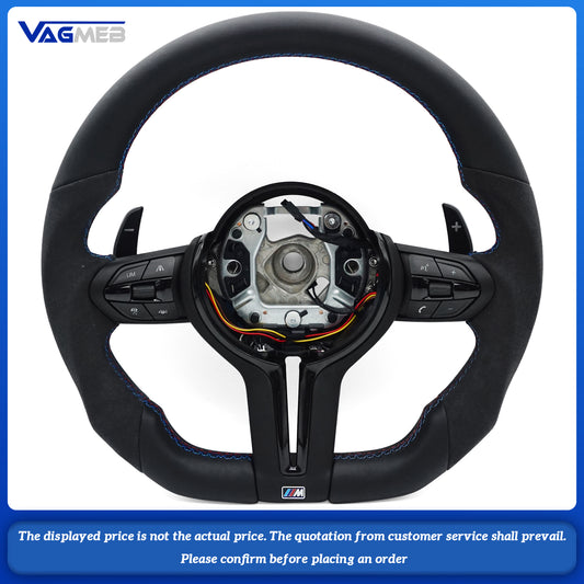 Steering Wheel For Bmw F30 F10 F31 F20 F25 F22 F36 F33 F32 F80 F82 F11 F18 F01 F90 E90 Is Made Of bore leather Material With vibration