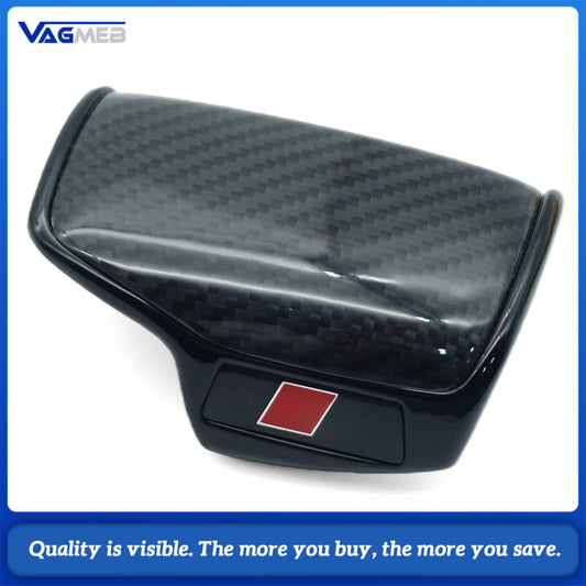 Carbon Fiber Style Gear Shift Knob Head Cover Trim With S Logo For Audi Q7  Interior Accessories