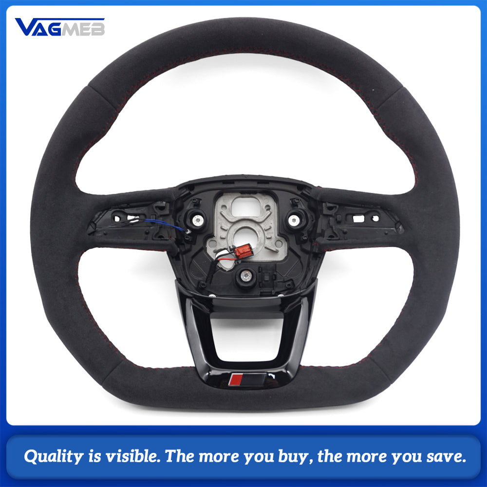 Upgraded fully furry design with red stitching steering wheel for Audi Q5l, Q5 modification