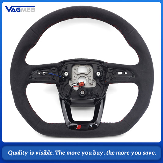 Upgraded fully furry design with red stitching steering wheel for Audi Q5l, Q5 modification