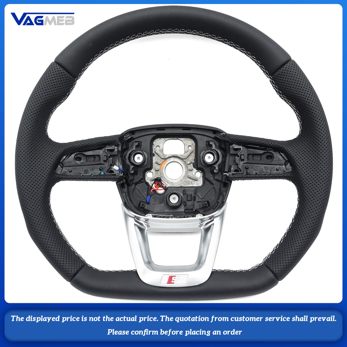 For Audi S RS Sline logo Q5 FY  custom Leather semi-perforated steering wheel with heating