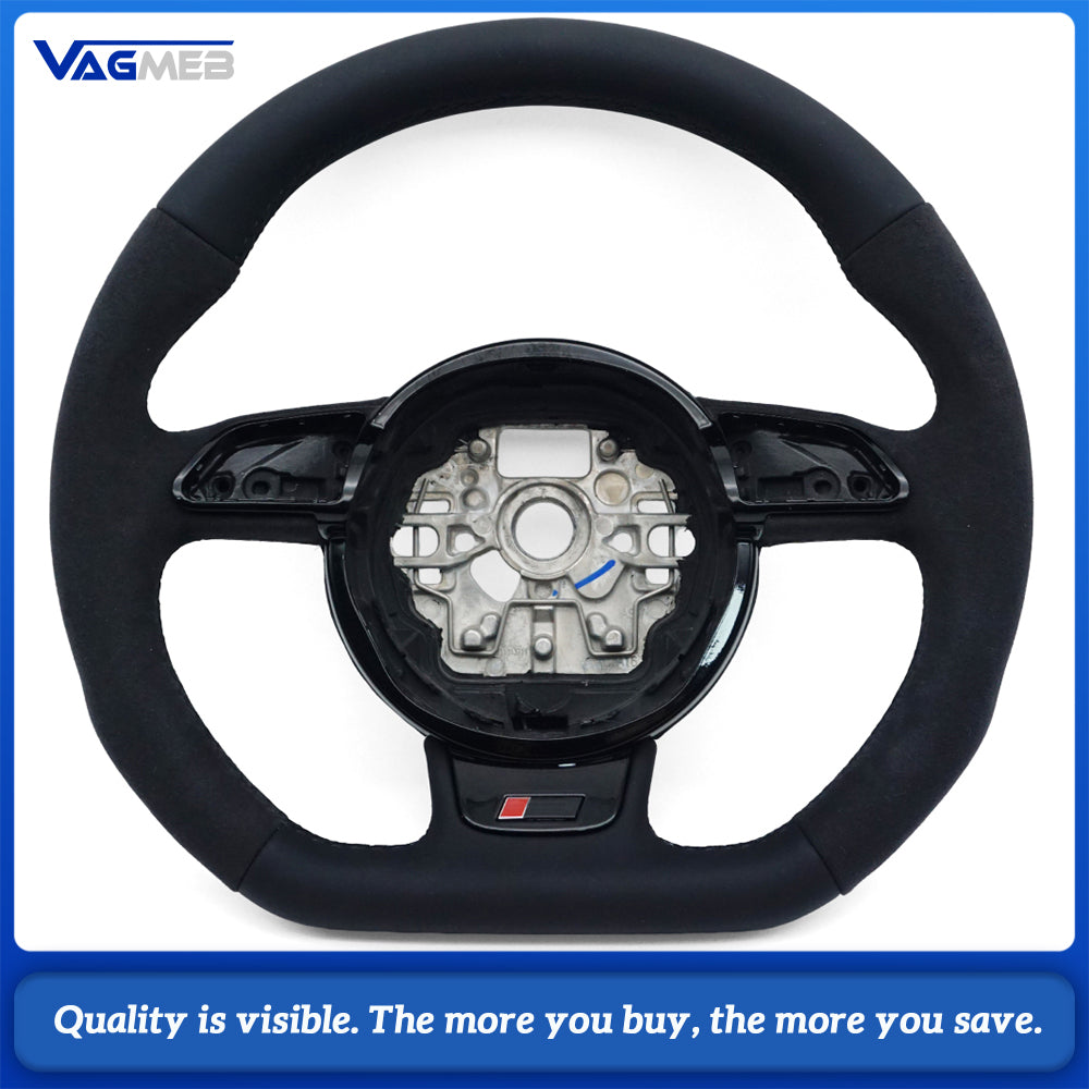 RS Steering Wheel Half Alcantara No Buttons - For Audi A6 C7 A7 S6 RS6