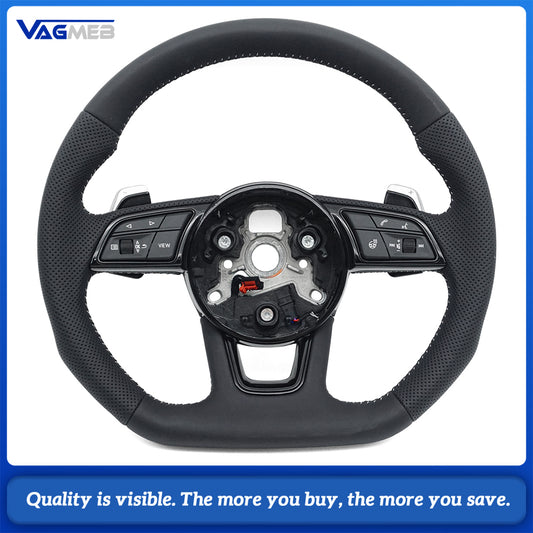 Heated steering wheel suitable for Audi A4 B9 S3 RS4 RS5 A3 A5 S3 S4 S5 2017-2024 leather flat bottomed steering wheel
