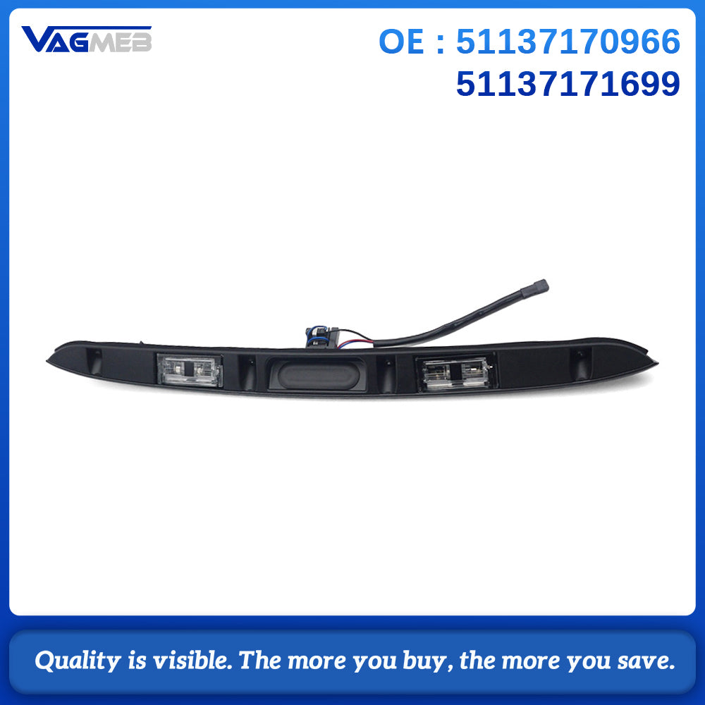 Rear Tailgate Handle Trim With Release Button & License Plate Light 51137170966 51137171699 For BMW 3 Series E46 Sedan Touring Coupe