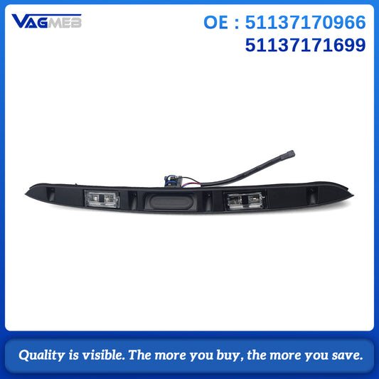 Rear Tailgate Handle Trim With Release Button & License Plate Light 51137170966 51137171699 For BMW 3 Series E46 Sedan Touring Coupe