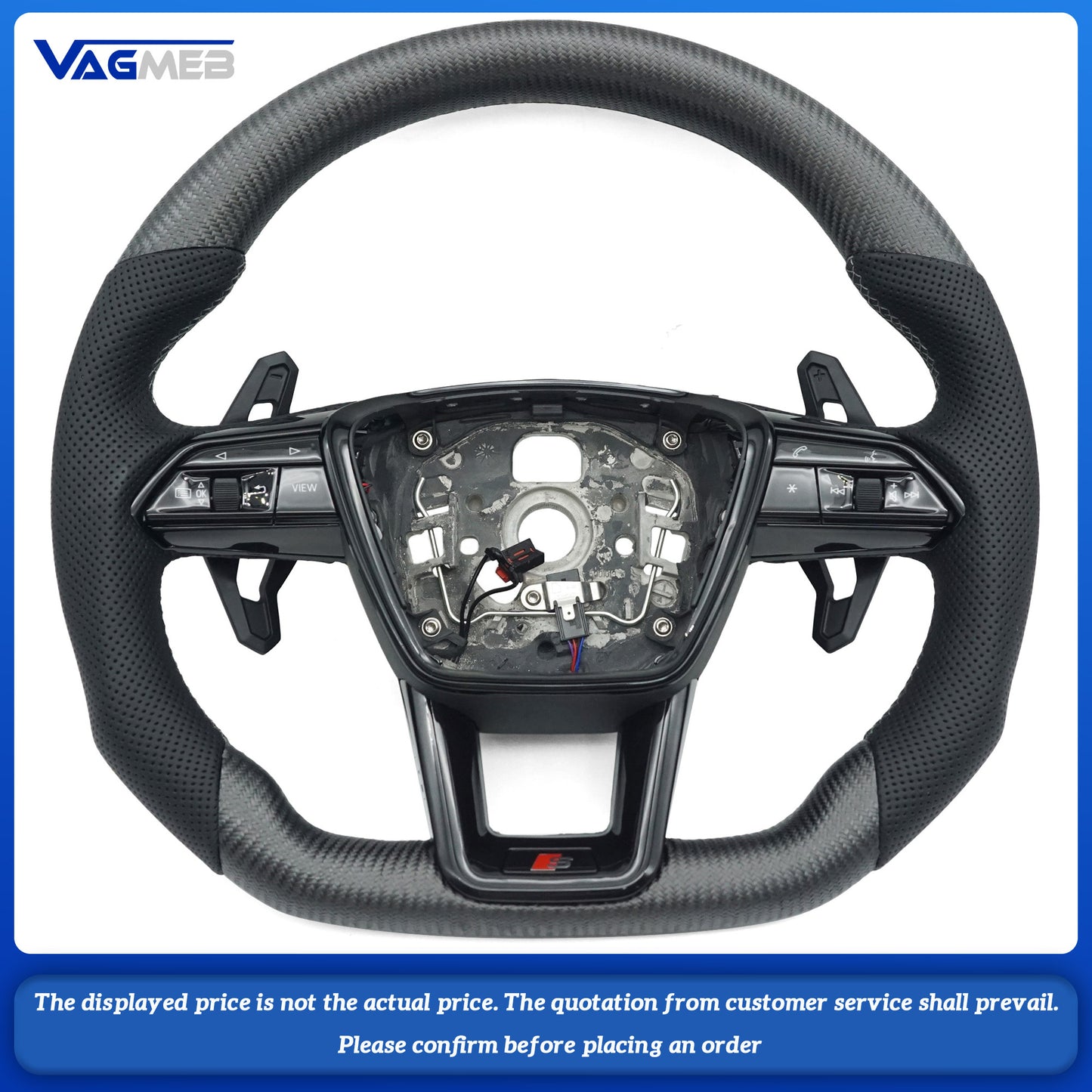 For Audi A6 C8 matte carbon fiber leather  bottomed sports steering wheel with heating