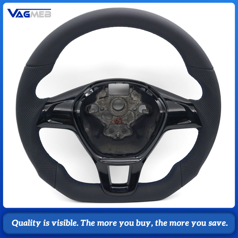 Full leather car steering wheel for VW T6 Golf MK7 Crafter without paddle shift holes Car accessories