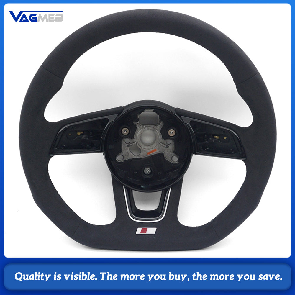 For Audi A4 B9 S Sport Steering Wheel Full Suede Leather Black Contrast Stitching