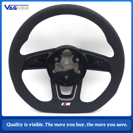 For Audi A4 B9 S Sport Steering Wheel Full Suede Leather Black Contrast Stitching