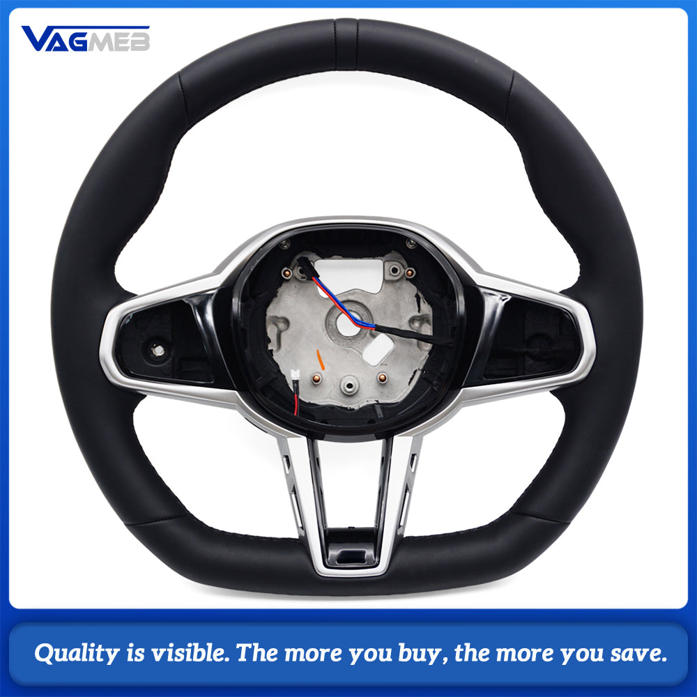 For BMW G20  Leather Steering Wheel Black Stitch Black Marker With Button Frame Heated Vibration Hands Off