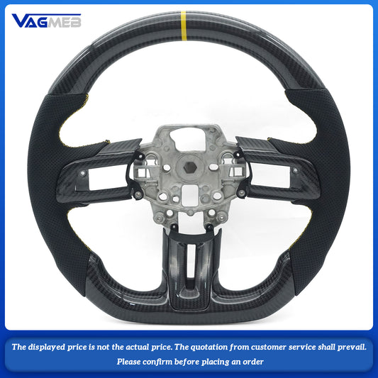 Ford Mustang GT Carbon Fiber D-Shape Steering Wheel with Sports Leather 2015-2023