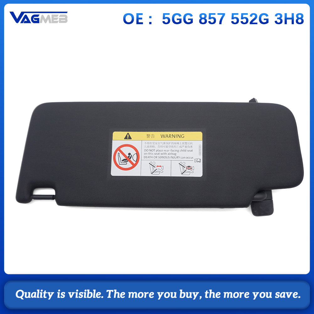Car Right Passenger Sun Visor Black Interior Sun Shade Replacement Part 5GG857552G 3H8 For VW Golf 8 MK8