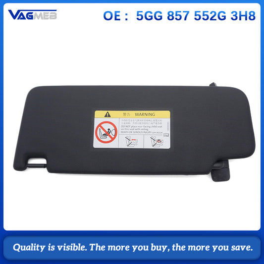 Car Right Passenger Sun Visor Black Interior Sun Shade Replacement Part 5GG857552G 3H8 For VW Golf 8 MK8