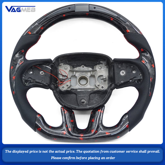 Cars accessories For Dodge Charger Challenger Hellcat Srt RT 2015+ Custom LED Rpm forged Alcantara carbon fiber steering wheel