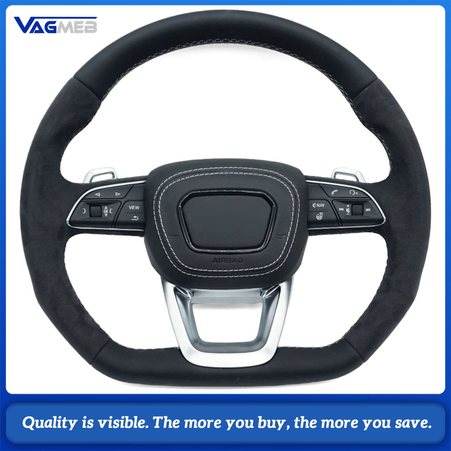 Alcantara leather flat bottomed sports steering wheel with heating For Audi Q5 FY Q7 4M Q8, Car Accessories
