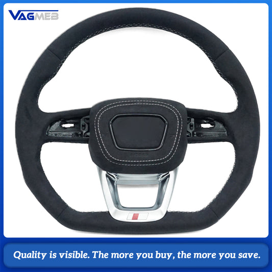Fully furry steering wheel with multi-color stitching for Audi Q3 SQ3 RSQ3 Custom Fit Accessory With heating function