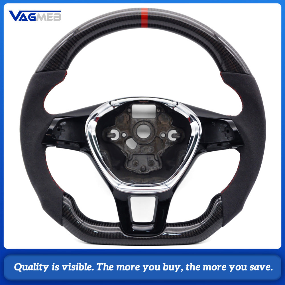 For VW Golf MK 7 7.5 custom carbon fiber alcantara steeringwheel with button frame stitching color can be customized