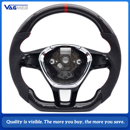 For VW Golf MK 7 7.5 custom carbon fiber alcantara steeringwheel with button frame stitching color can be customized