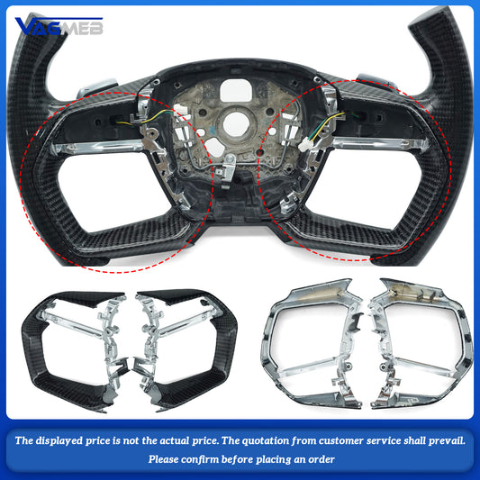 For Audi A8 A pair of carbon fiber steering wheel button frames