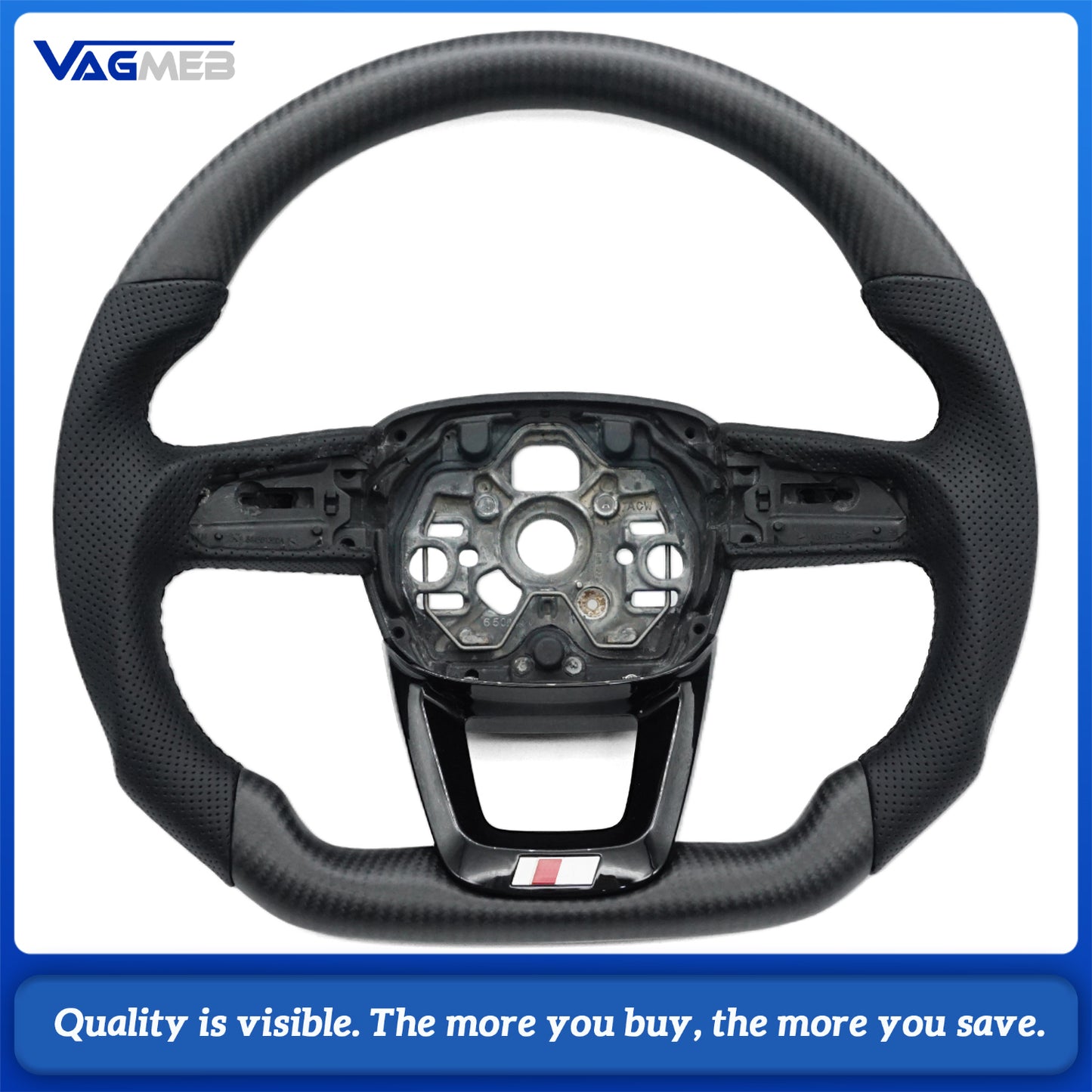 Matte carbon fiber steering wheel for Audi Q3 F3 flat bottomed D-shaped carbon fiber leather steering wheel, Car Accessories