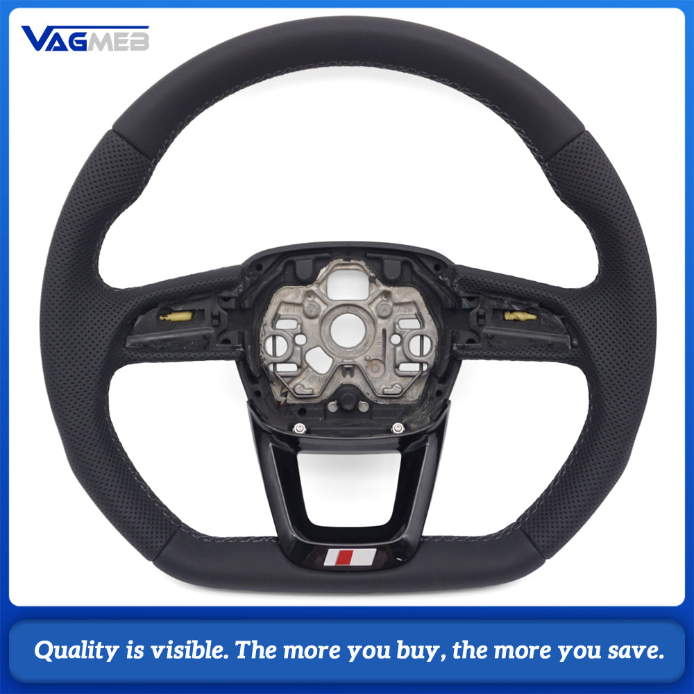 For Audi Q3 F3 Full leather perforated flat bottomed steering wheel