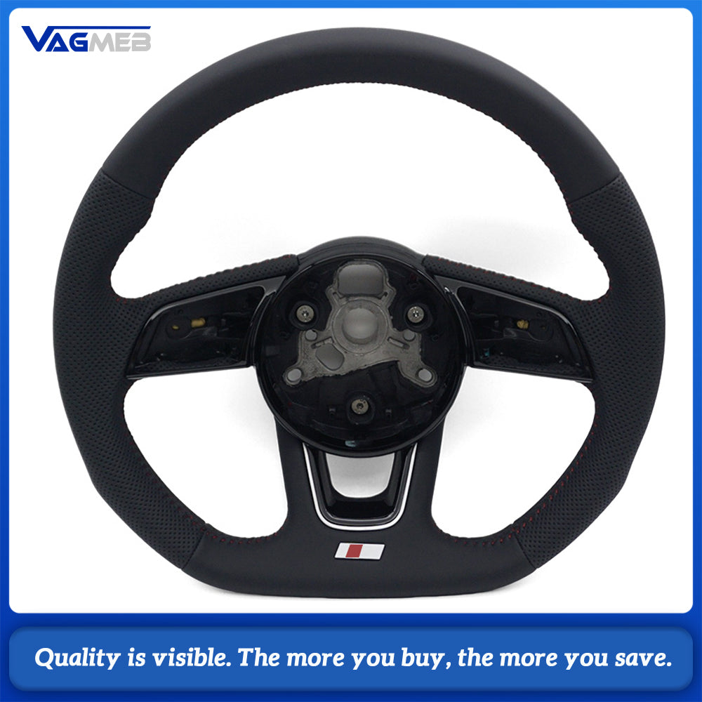 For Audi A3 S3 8V A4 S4 B9 A5 S5 RS4 RS5 Sports Style Semi-perforated Leather Steering Wheel