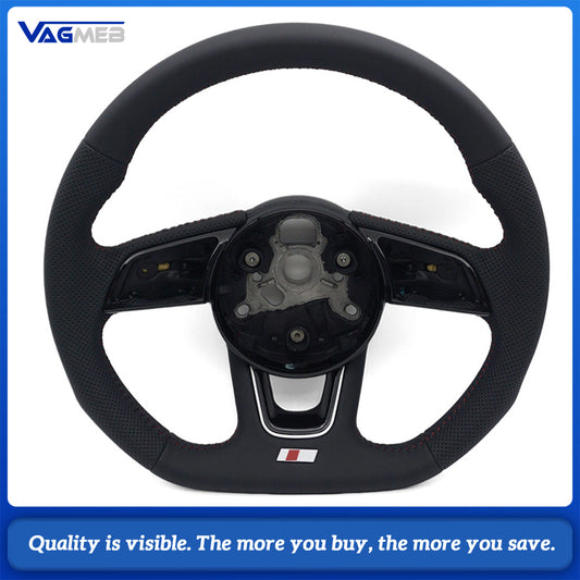 For Audi A3 S3 8V A4 S4 B9 A5 S5 RS4 RS5 Sports Style Semi-perforated Leather Steering Wheel