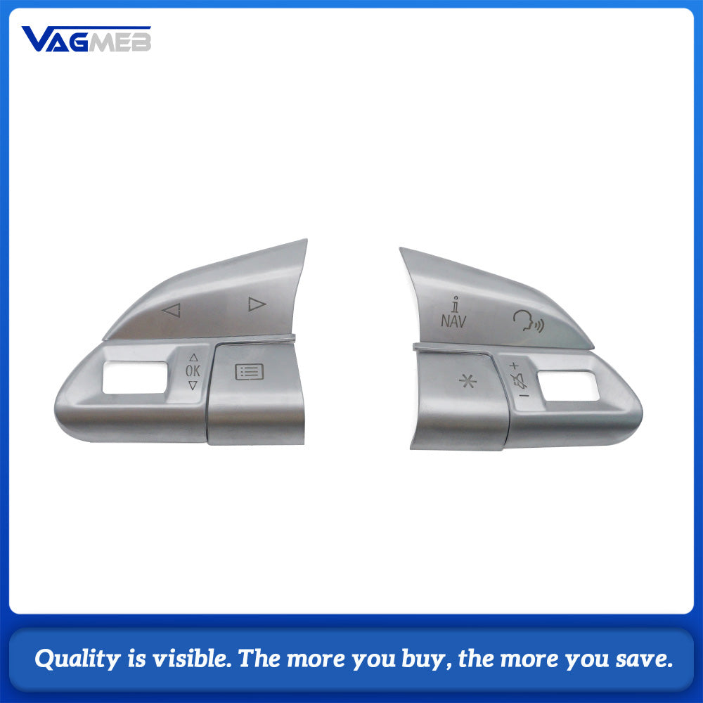 For Audi A6 C7 Chrome Silver Steering Wheel Button Upper Cover, Car Steering Control Switch Cap Replacement Modification Part