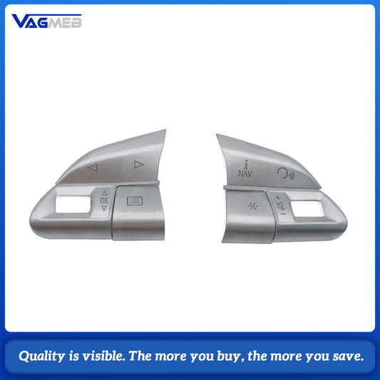 For Audi A6 C7 Chrome Silver Steering Wheel Button Upper Cover, Car Steering Control Switch Cap Replacement Modification Part