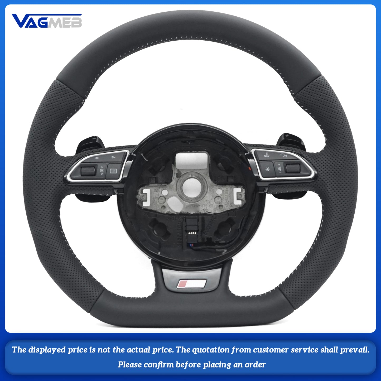 Leather Steering Wheel Upgrade Fit For Audi A4 B8 Q3 A3 8V Steering Wheel