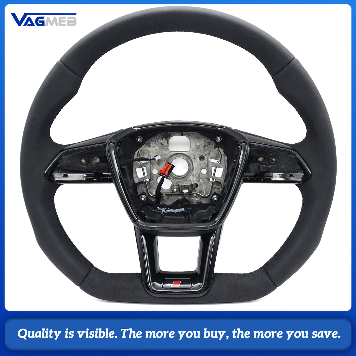 Heated steering wheel suitable for Audi A6 C8 A7 black stitched leather flat bottomed steering wheel