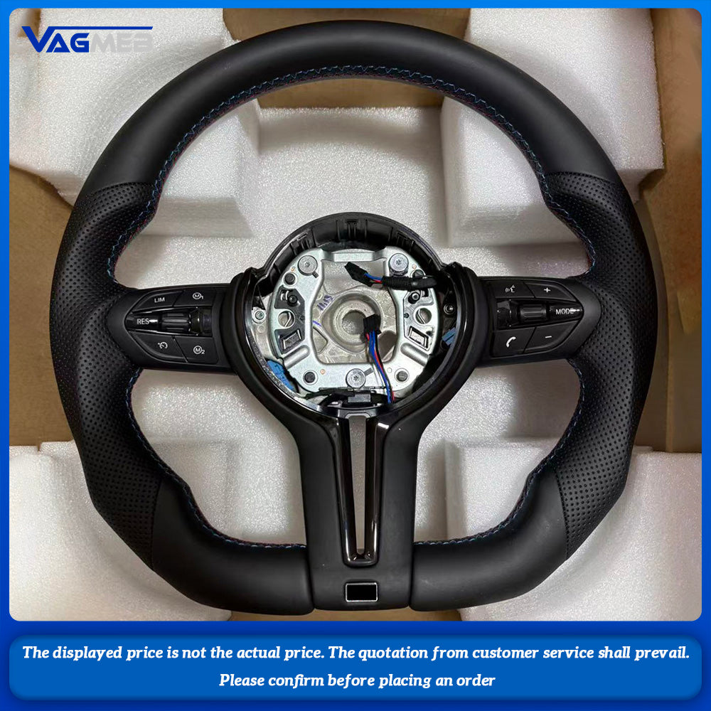 For BMW F30 F31 F32 F10 F20 F07 F01 E46 E60 E90 Color Stitching Perforated Leather Sport Steering Wheel M Logo Car Assembly
