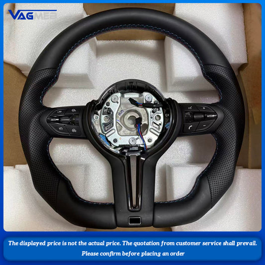 For BMW F30 F31 F32 F10 F20 F07 F01 E46 E60 E90 Color Stitching Perforated Leather Sport Steering Wheel M Logo Car Assembly