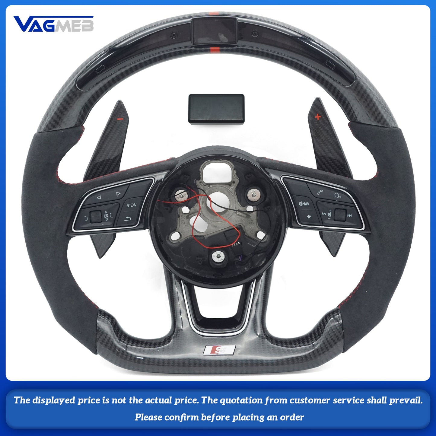 Custom led carbon fiber steering wheel paddle hole For Audi S RS Sline LOGO A4B9