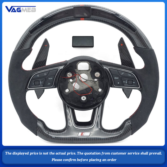 Custom led carbon fiber steering wheel paddle hole For Audi S RS Sline LOGO A4B9