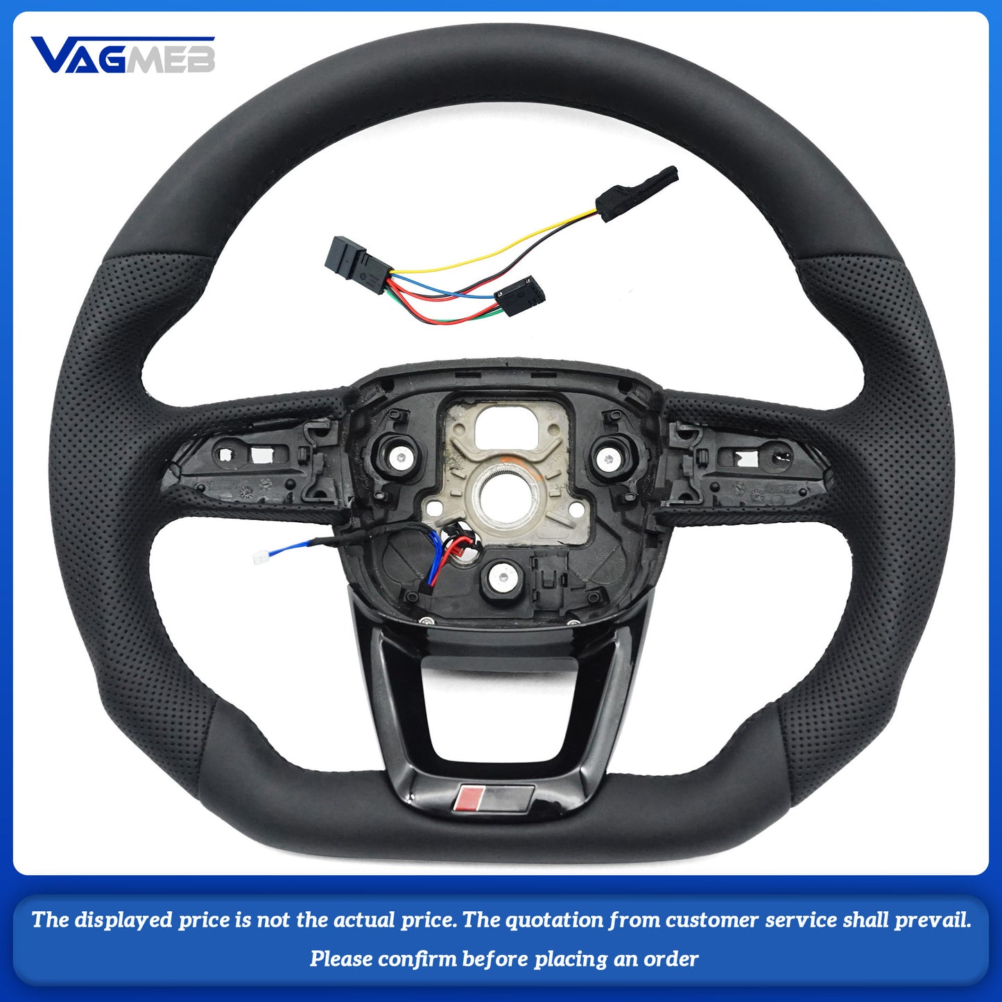Half perforated leather multifunctional flat bottomed sports steering wheel with heating, For Audi Q5 FY Q7