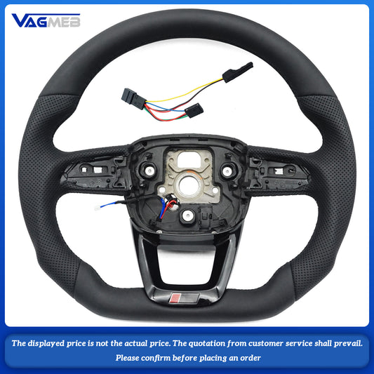 Half perforated leather multifunctional flat bottomed sports steering wheel with heating, For Audi Q5 FY Q7