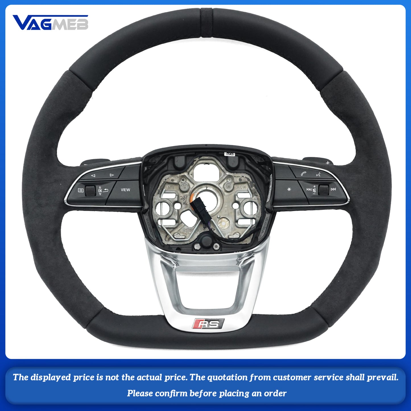 For Audi Q3 Alcantara Punched Leather SRS Logo Steering Wheel With Paddles Assembly