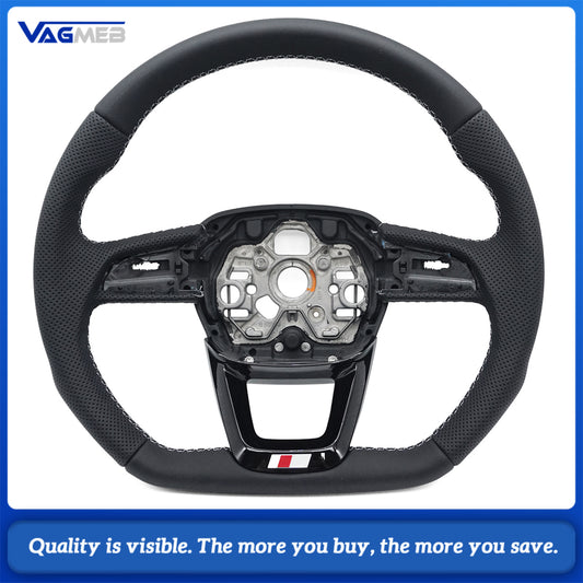 Suitable For Audi Q3 F3 perforated leather flat bottomed steering wheel, Car Accessories