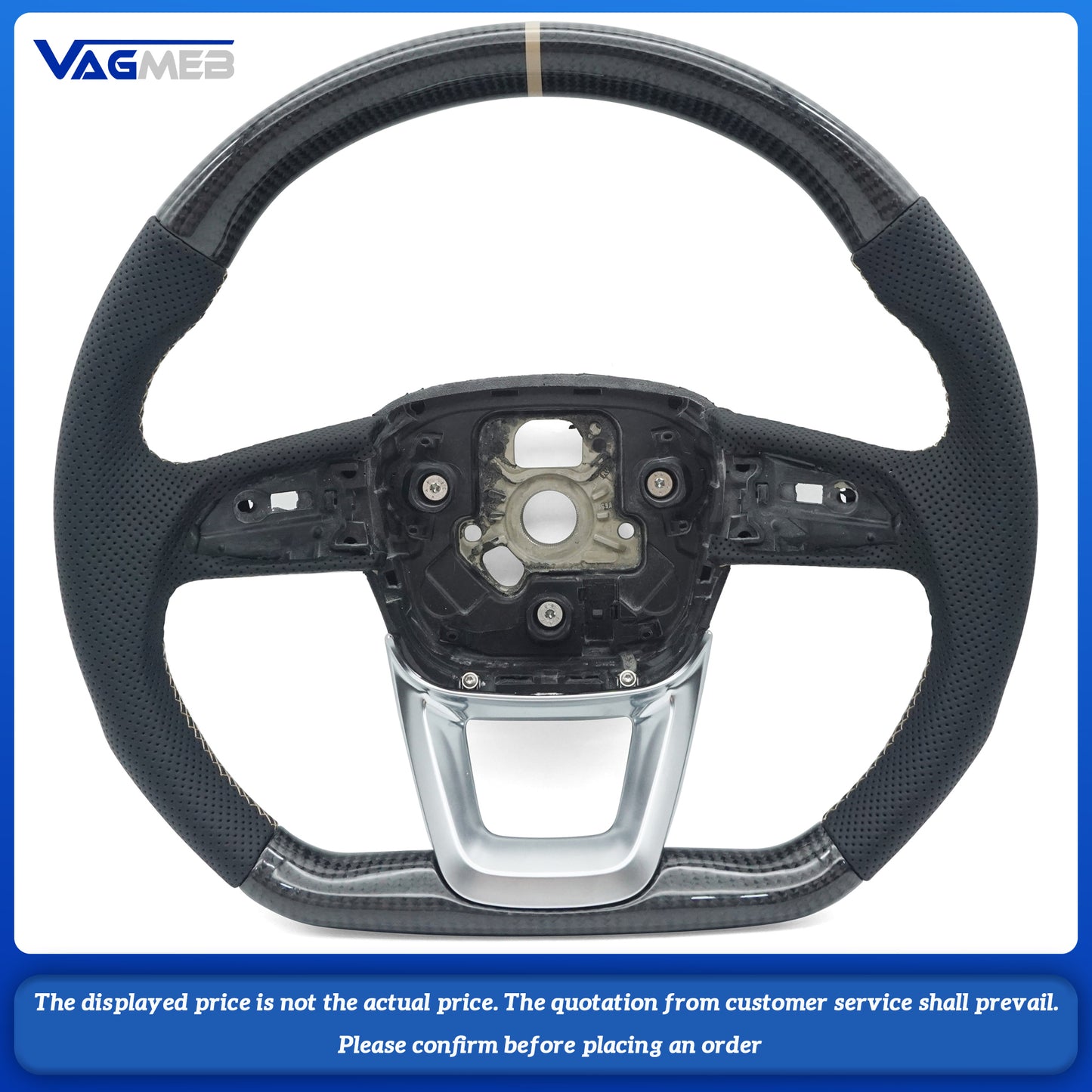 Carbon fiber perforated leather flat bottomed steering wheel For Audi Q5 FY Q7 4M Q8 car steering wheel, Car Accessories