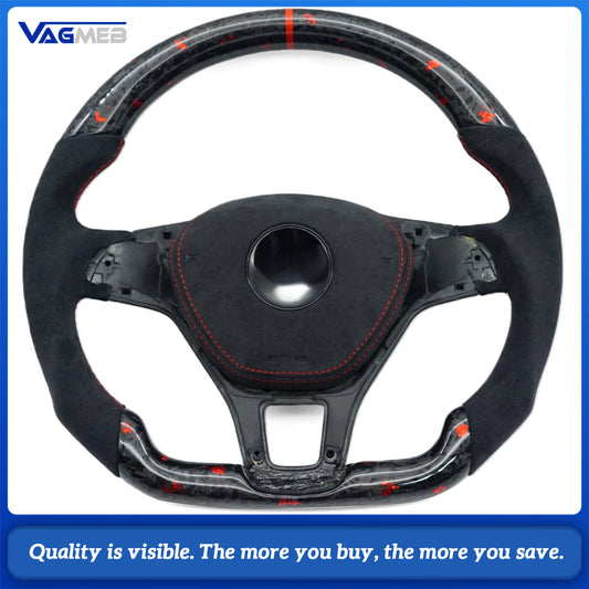 For VW Golf MK7 TSI TDI Carbon Fiber Steering Wheel Manual Car Accessories Red and blue Manual Car Accessorie