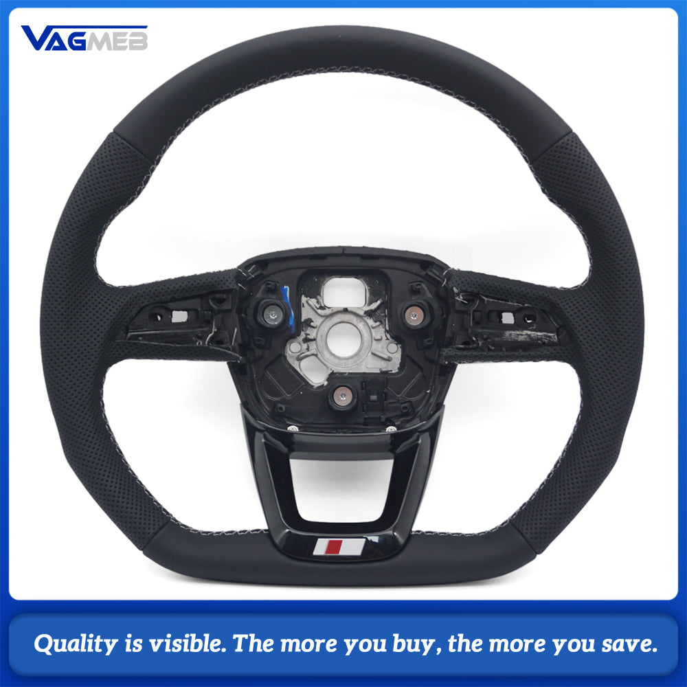 Perforated leather steering wheel for Audi Q5 FY Q7 4M Q8 S RS LOGO multifunctional steering wheel