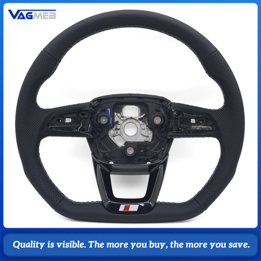 Perforated leather steering wheel for Audi Q5 FY Q7 4M Q8 S RS LOGO multifunctional steering wheel
