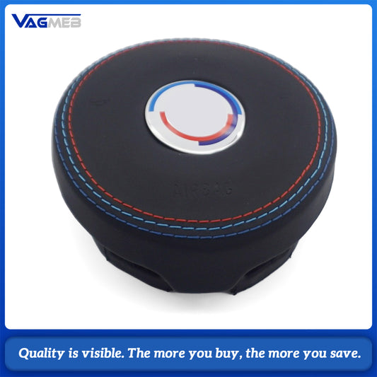 Steering wheel airbag cover multifunction steering wheel For BMW Leather Airbag Cover With 50th Anniversary Badge Tri Color Stitch