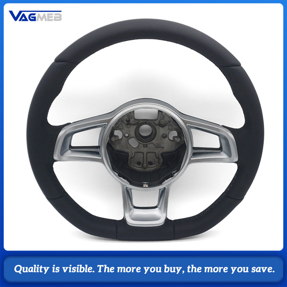 Steering wheel with button frame genuine leather black stitching for VW Golf MK7 GTI